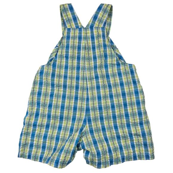 Toddler Overalls Size 18mo Plaid Happy Turtle Patch Spring Easter Toffee Apple - Picture 2 of 7
